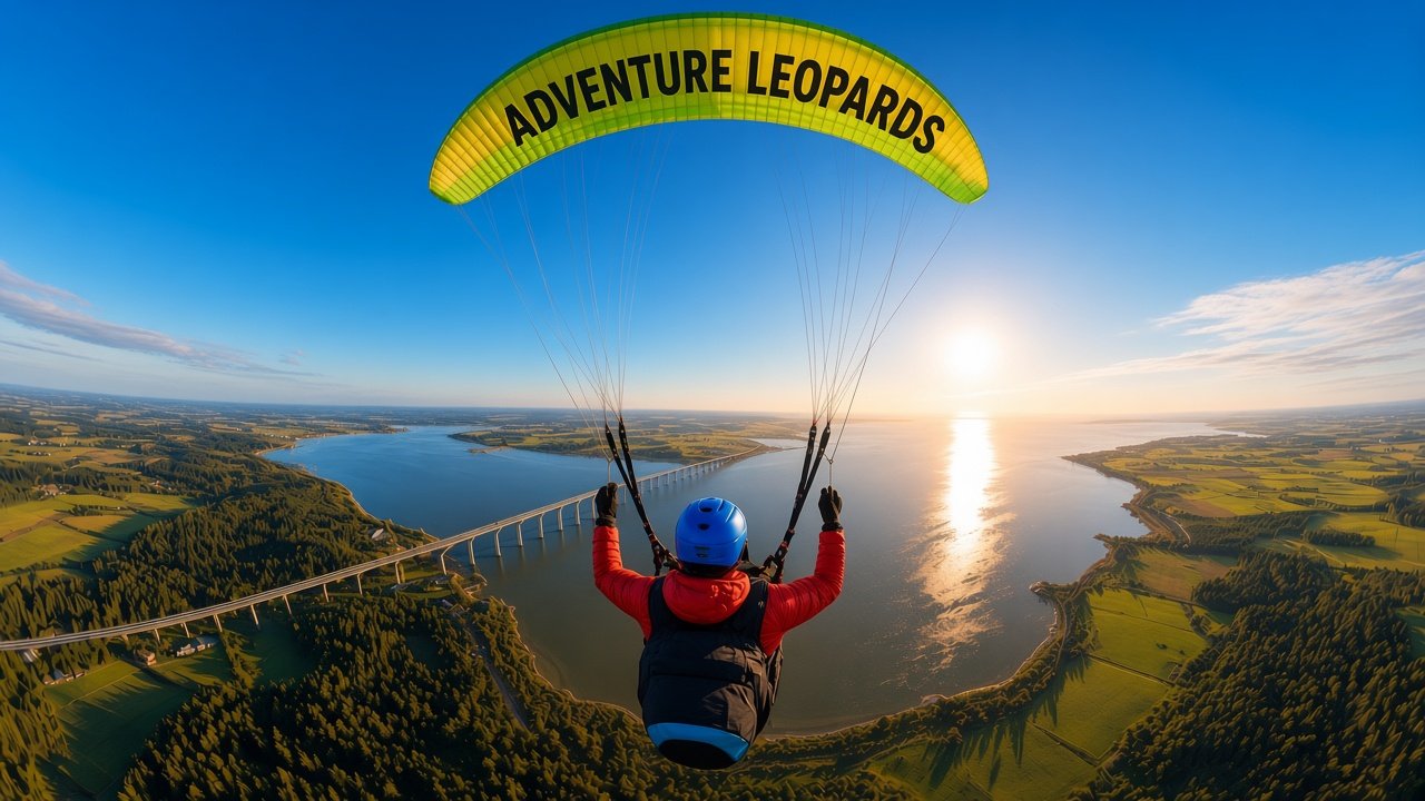 Paragliding at Blanchard Mountain near Bellingham, Washington